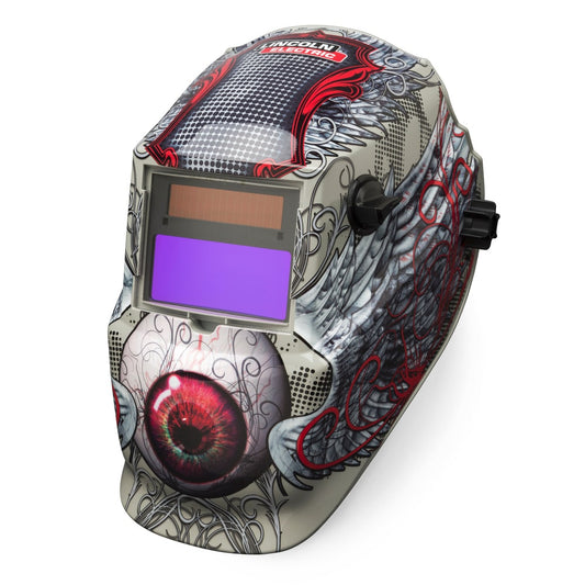Lincoln Electric Auto Darkening Variable Shade White and Red Welding Helmet K3190-1