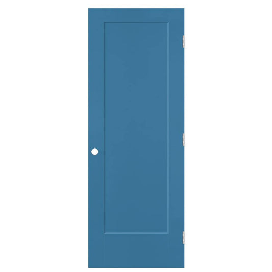 Masonite 28-in x 80-in Blue Heron Hollow core 1-panel square Left hand Smooth Prefinished Molded composite Flat Jamb Single Prehung Interior Door