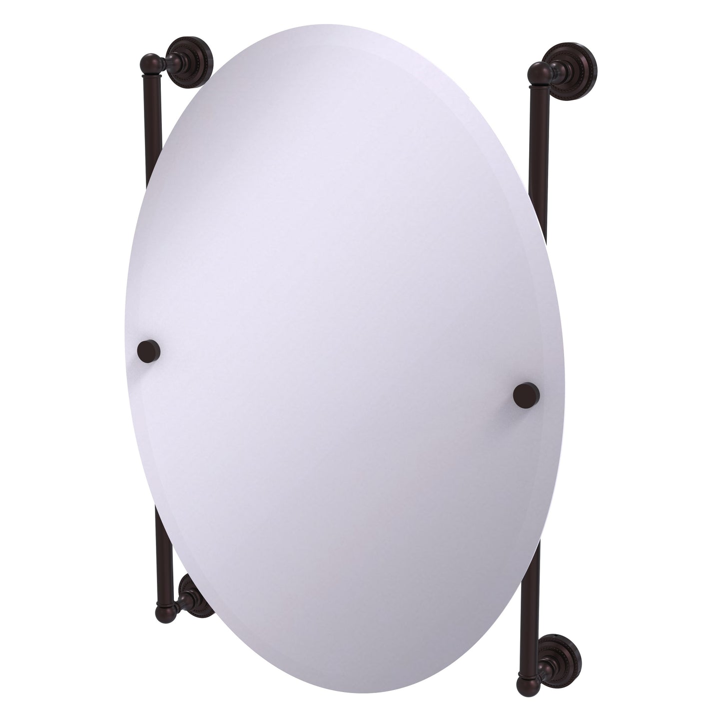 Allied Brass Dottingham 21-in x 29-in Beveled Frameless Oval Bathroom Vanity Mirror ( Antique Bronze )