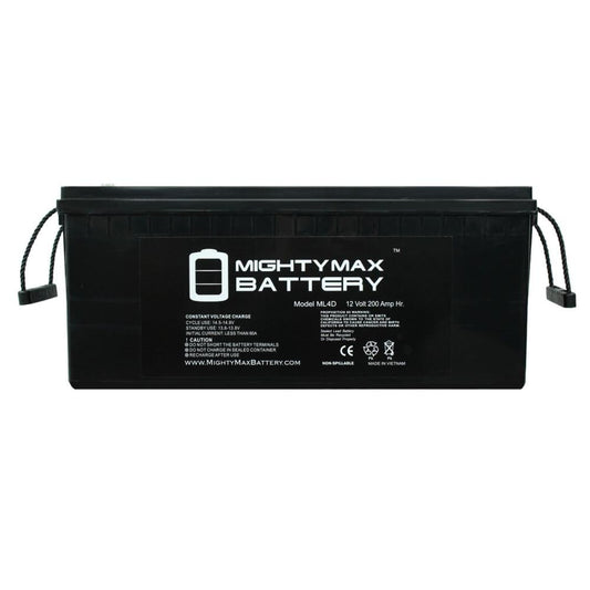 Mighty Max Battery 12V 200Ah 4D SLA AGM for Solar Systems Rechargeable Sealed lead acid 122000 Backup power Batteries