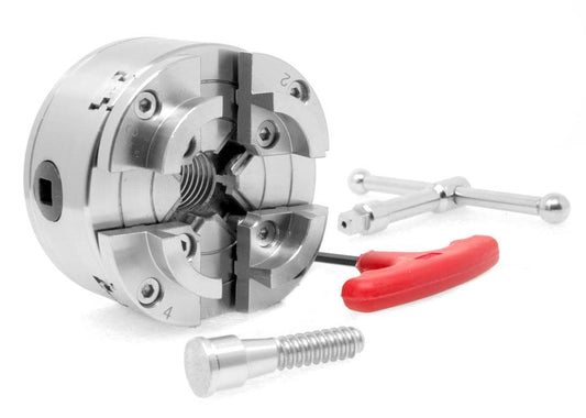 WEN Stainless Steel 3.75-Inch 4-Jaw Self-Centering Lathe Chuck Set - Perfect for Bowls & Spindles - Adjustable - Attachment - 1-Inch x 8TPI Thread LA4374