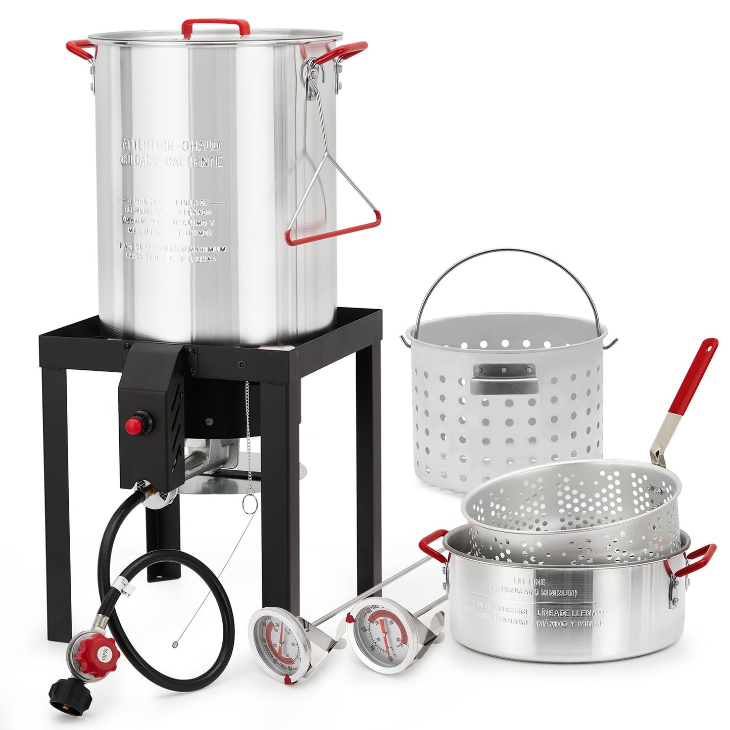 30Qt Turkey Deep Fryer &10Qt Fish Fryer Kit Aluminum Seafood Crawfish Boiler Pot,38000 BTU Outdoor Propane Stove Burner Stand for 20 Lb Turkey