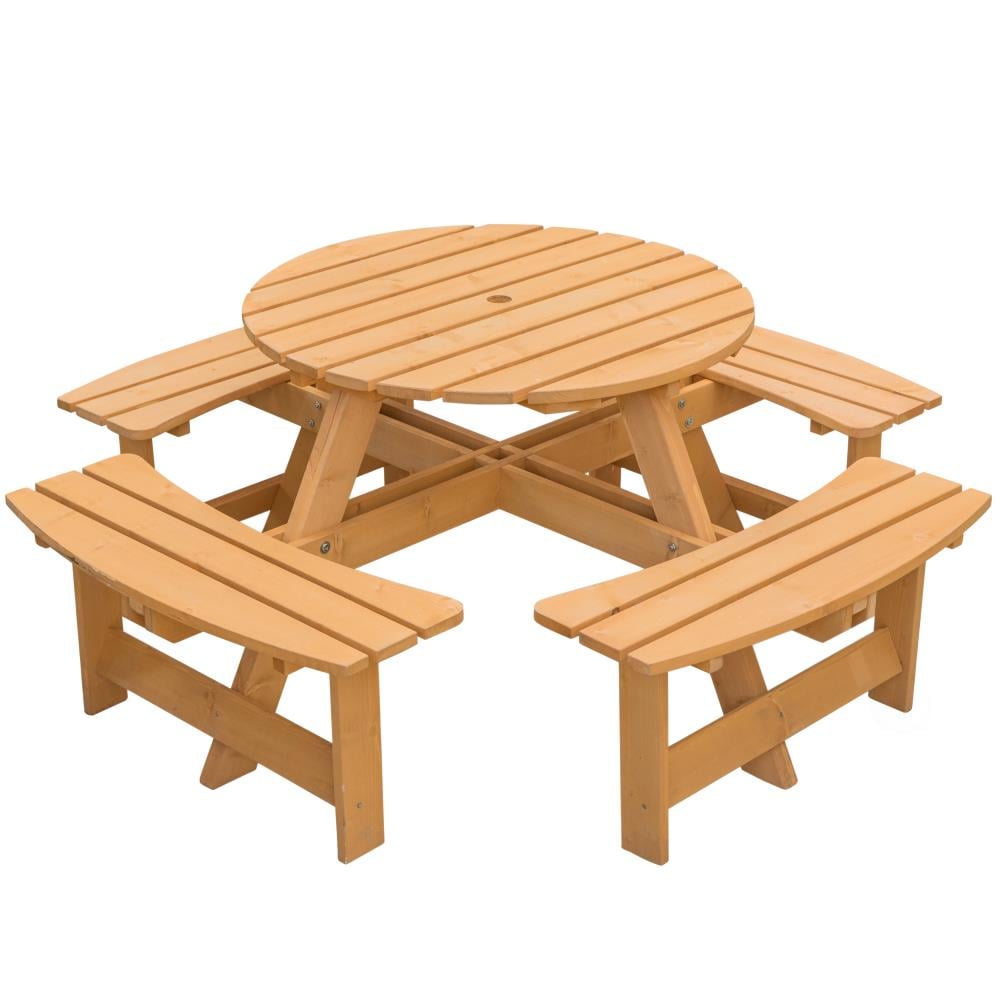Gardenised 65-in Brown wood Round Picnic Table