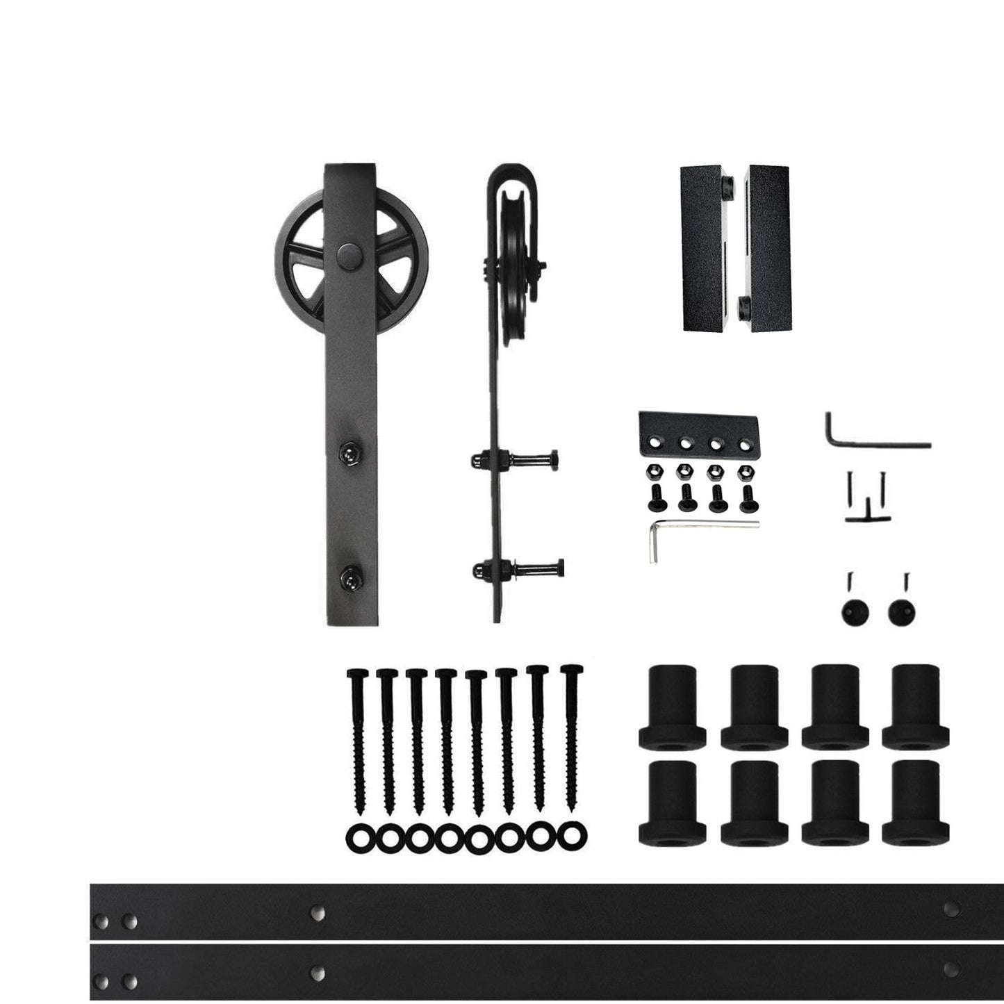 HOMACER 120-in Rustic Black Indoor Spoke Wheel Single Barn Door Hardware Kit HL1TGH120C