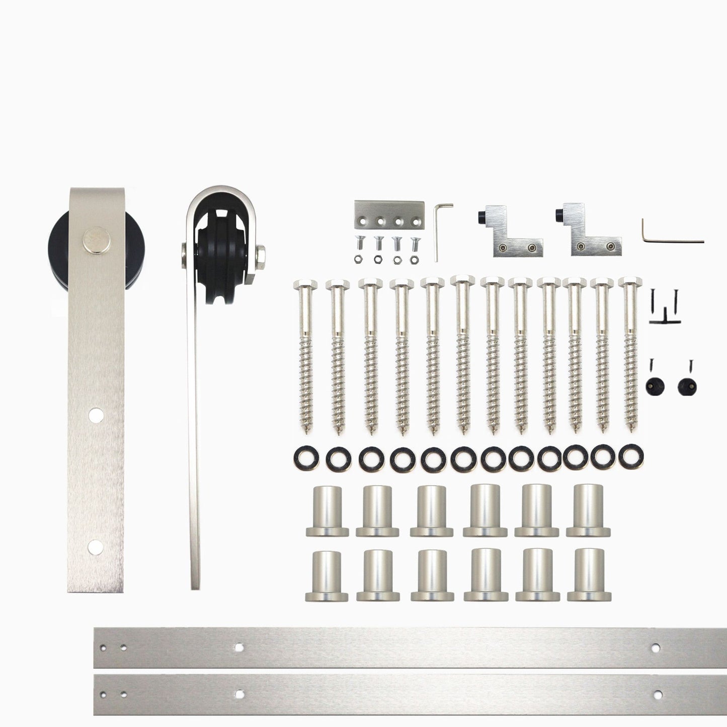 HOMACER 192-in Brushed Nickel Indoor J-strap Single Barn Door Hardware Kit YT1DNZ192C