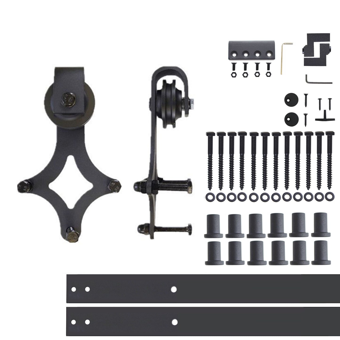 HOMACER 180-in Rustic Black Indoor Diamond Single Barn Door Kit LX1TGH180C