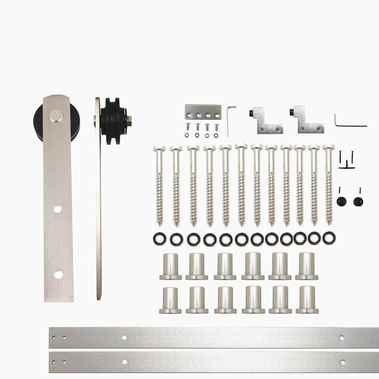 HOMACER 192-in Brushed Nickel Indoor I-strap Single Barn Door Hardware Kit ZT1DNZ192C