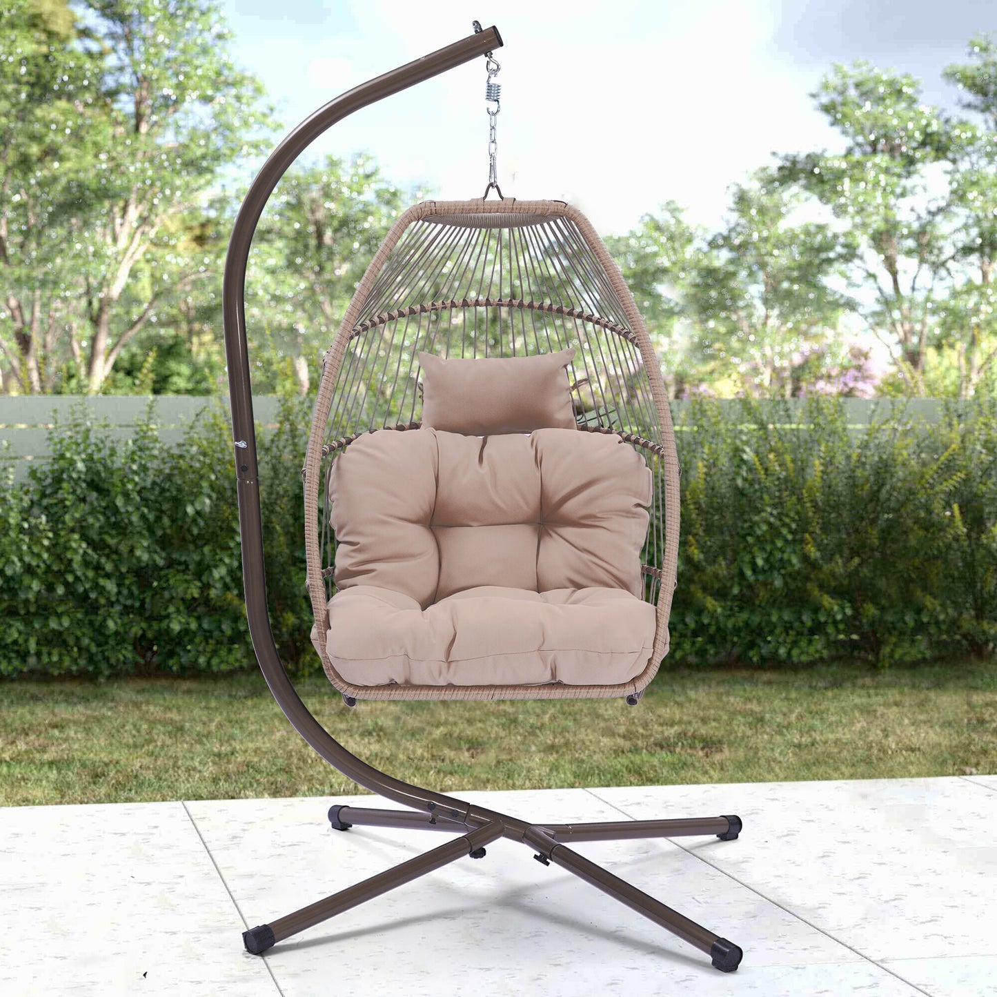 Clihome Patio Seating khaki Woven Hammock chair with Stand