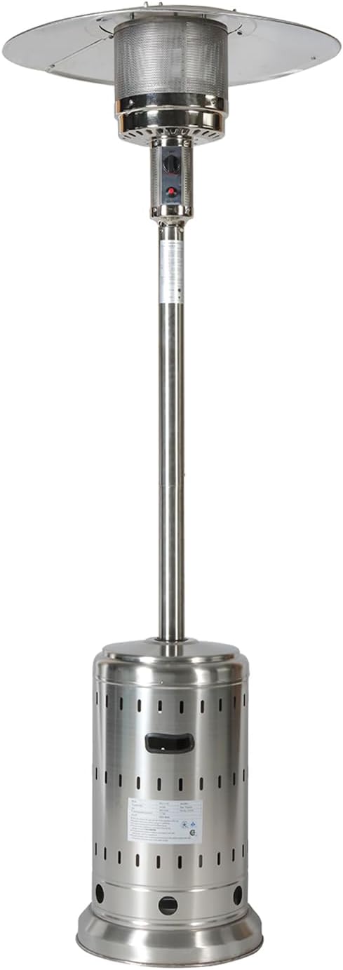 48,000 Btu Propane Patio Heaters for Outdoor Use, Rolling Patio Propane Heater with Wheels\/Protective Cover, Porch Heater for Outside Party,Backyard,Garden (Silver)