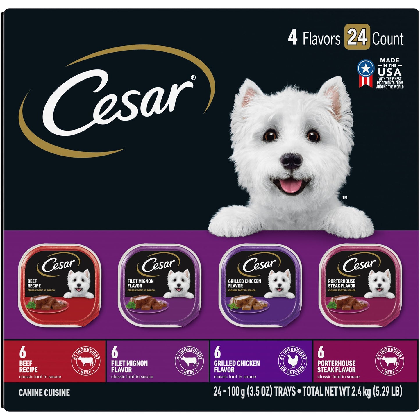 Cesar® Classics Adult Wet Dog Food - Loaf, 24 Count, Variety Pack