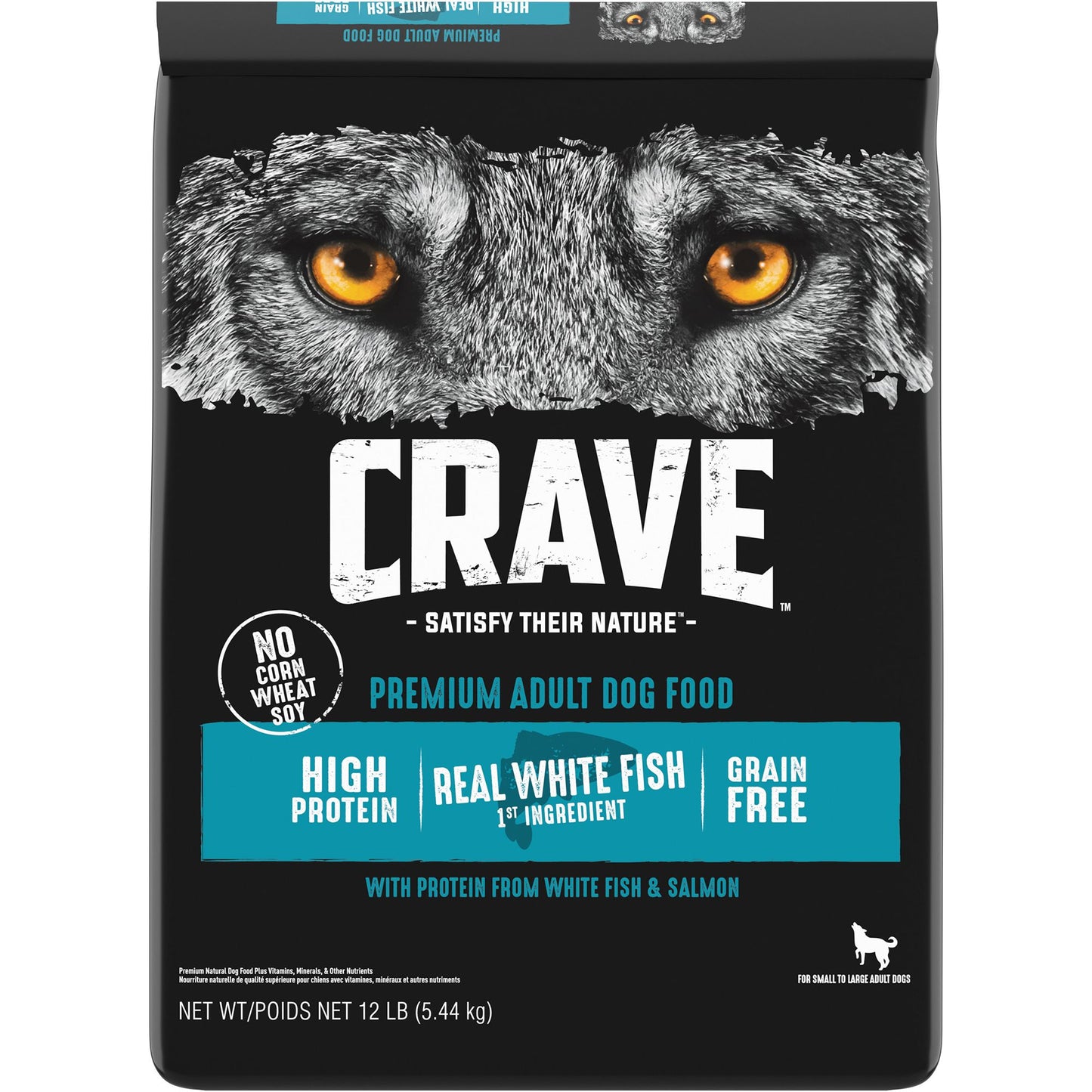 CRAVE™ High Protein Adult Dry Dog Food - Grain Free, Salmon & Ocean Whitefish 12 Lb
