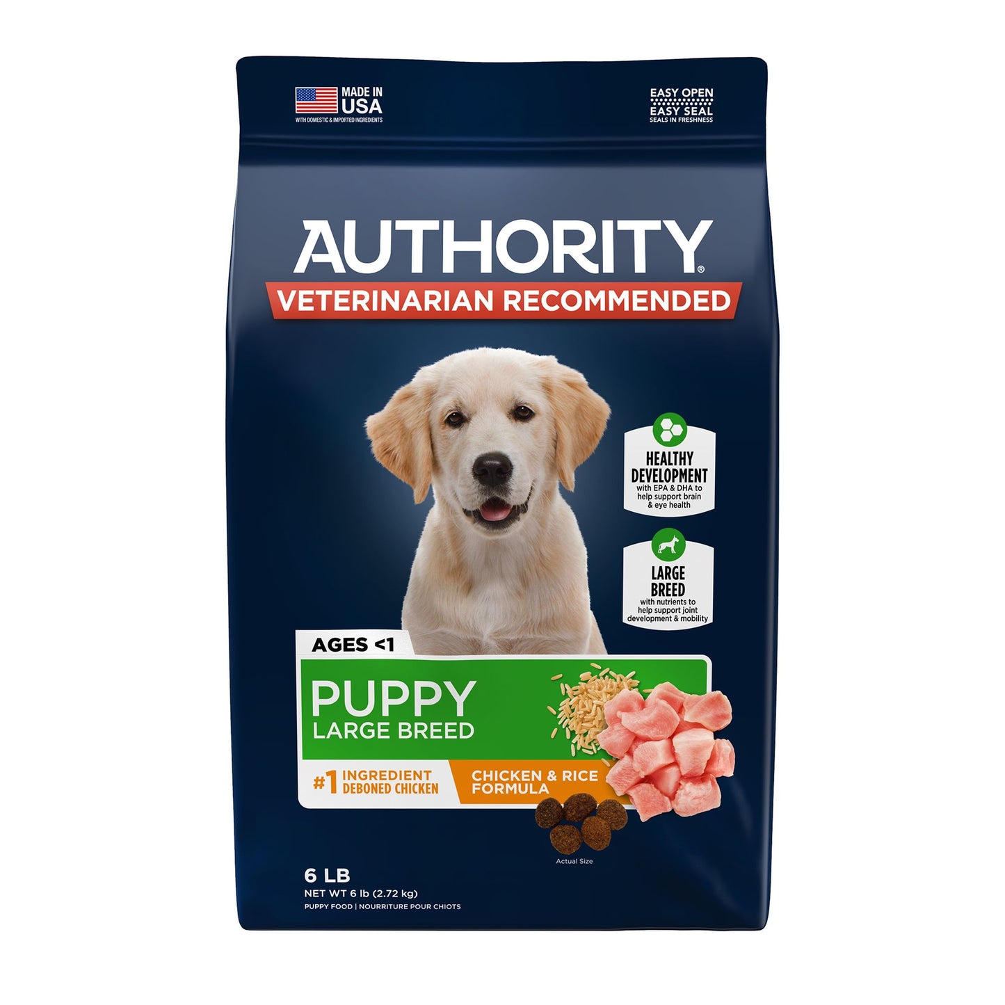 Authority® Everyday Health Large Breed Puppy Dry Dog Food - Chicken & Rice 34 Lb