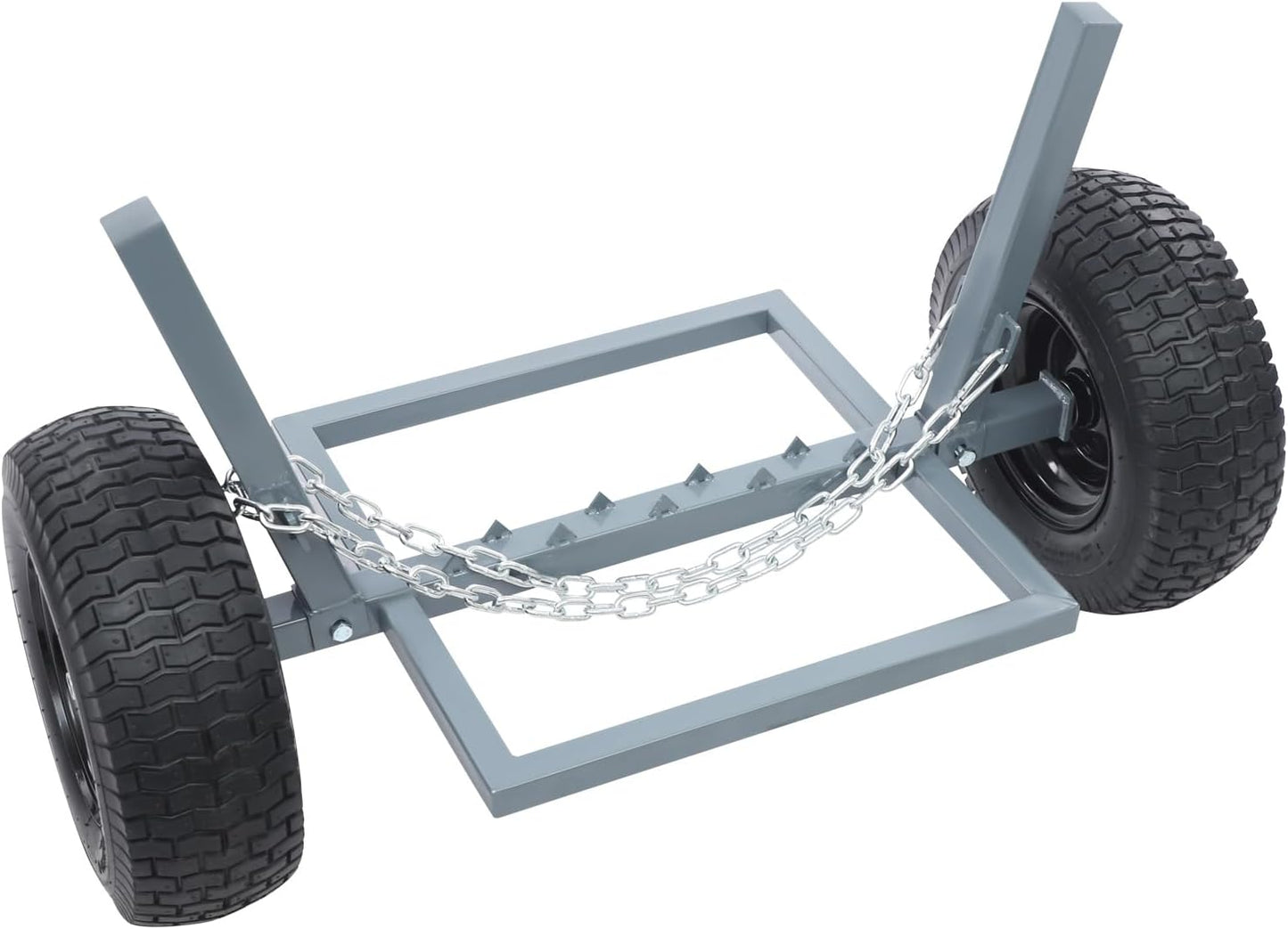 Heavy Duty Log Dolly with Chain 1500LB Capacity, 16" Tires Log Skidder for Firewood Transport, Toothed Platform & Steel Frame, Log Skidding Arch