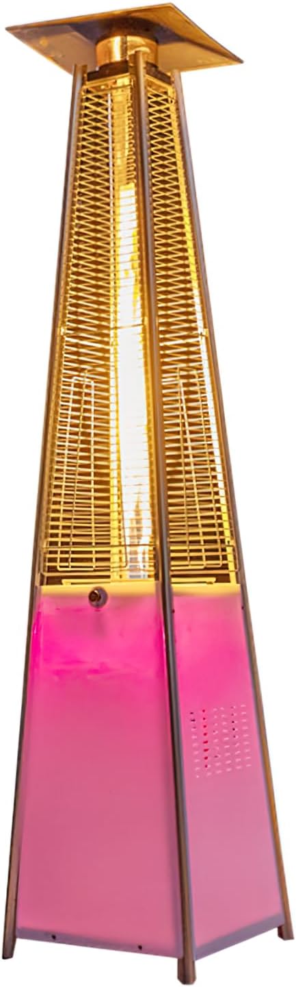 Tower Outdoor Gas Heater with LED Ambient Light, 89.37-Inch Tall Patio Heater, Split Pulse Ignition, for Restaurants, Bars, Hotels