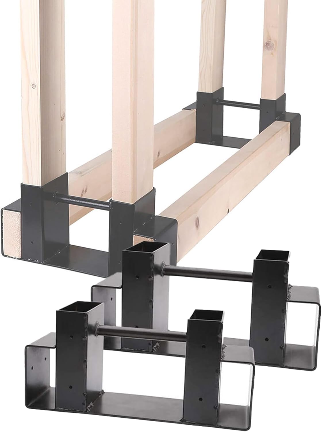 2Pcs Firewood Rack Firewood Rack Wood Rack Indoor& Outdoor ,Firewood Log Storage Rack Bracket Kit for Holder Stand Mobile Rack