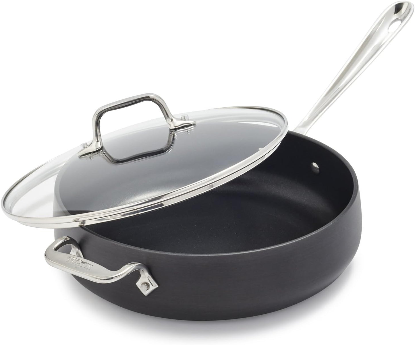 All-Clad HA1 Hard Anodized Nonstick Sauté Pan 4 Quart Induction Oven Broiler Safe 500F Pots and Pans, Cookware Black