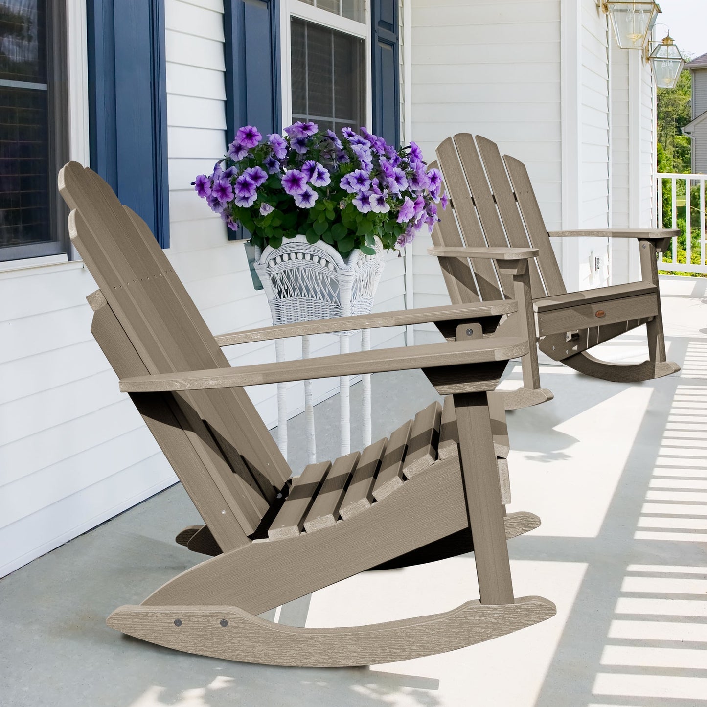 highwood The Westport Woodland Brown Poly-lumber Frame Rocking Chair with Slat Seat