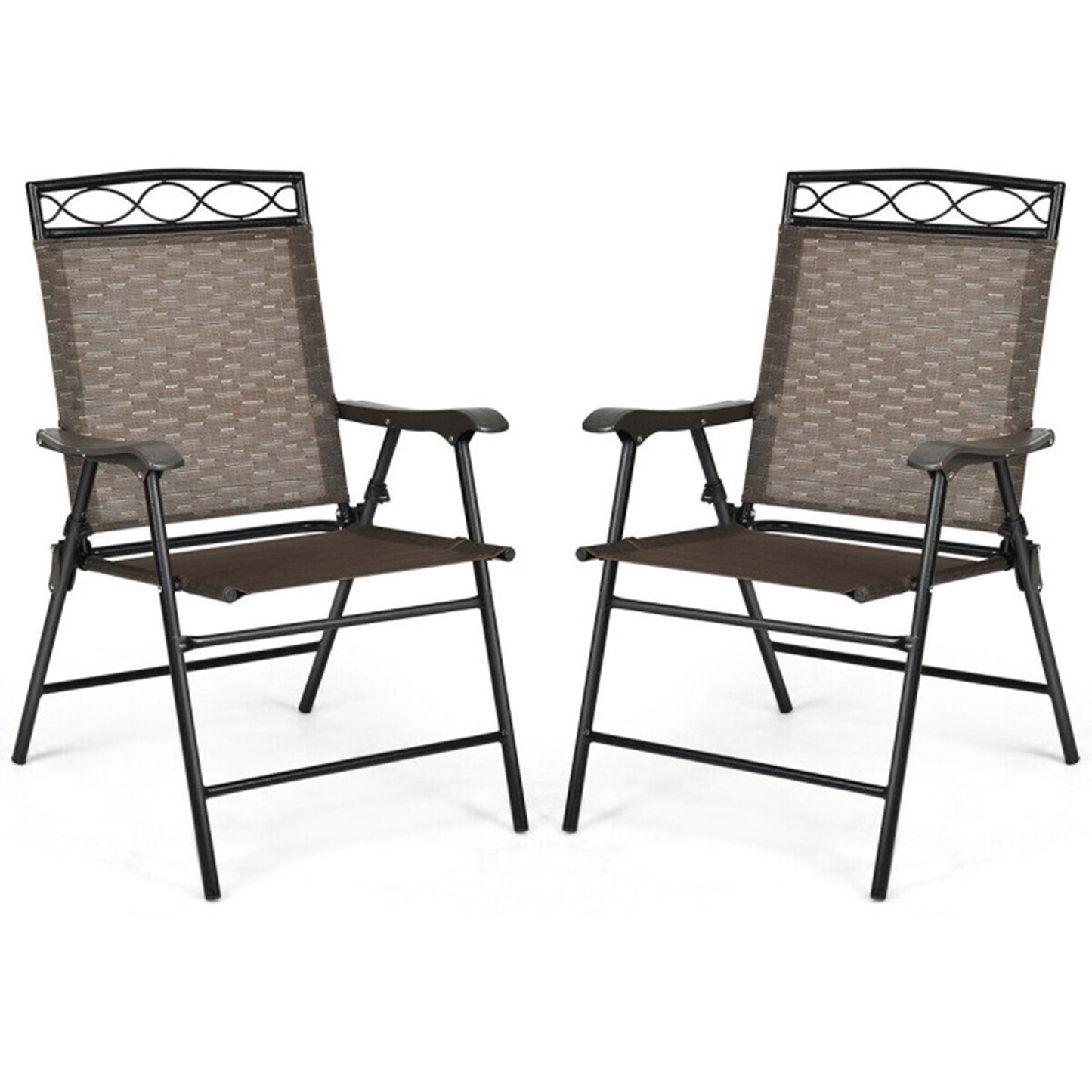 Mondawe Set of 2 Black Steel Frame Stationary Dining Chair with Mesh Seat