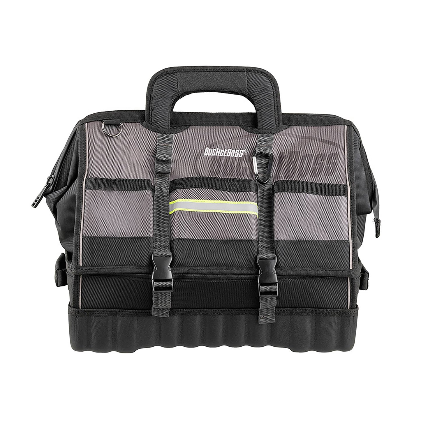 Bucket Boss 18" HV PRO DROP BOTTOM Grey, Black Polyester 18-in Zippered Tool Bag 68118-HV