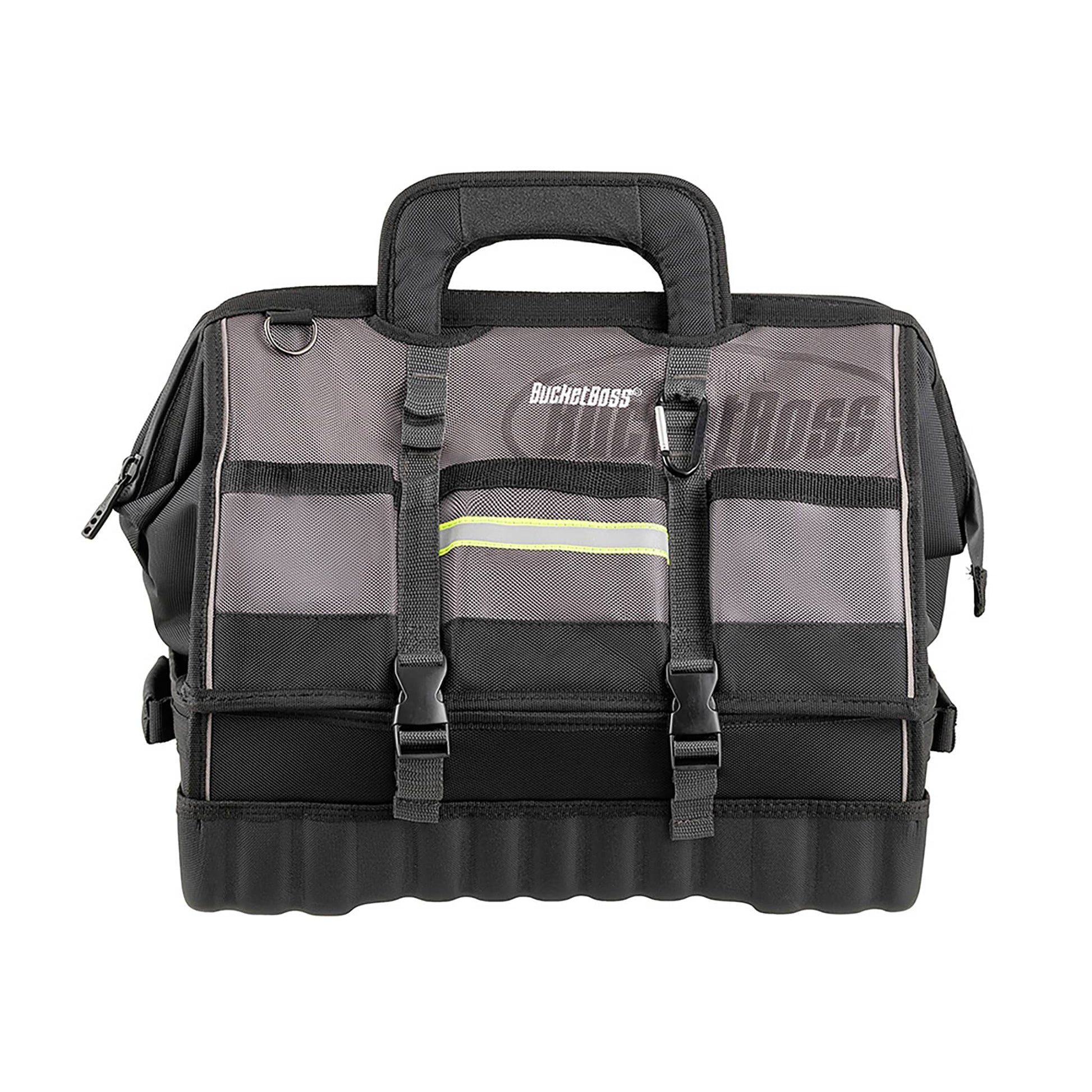 Bucket Boss 18" HV PRO DROP BOTTOM Grey, Black Polyester 18-in Zippered Tool Bag 68118-HV