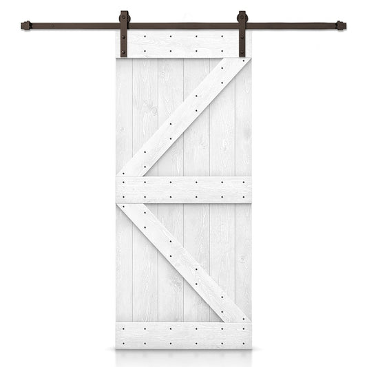 CALHOME 34-in x 84-in Light Cream Knotty pine Wood Solid core Single Barn Door (Hardware Included)