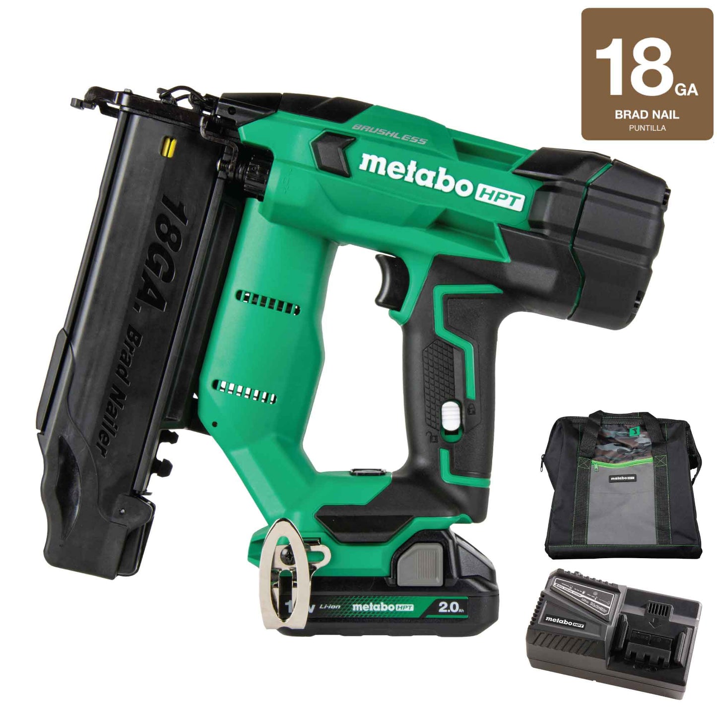 Metabo HPT MultiVolt 2-in 18-Gauge Cordless Brad Nailer (Battery & Charger Included) NT1850DFTM