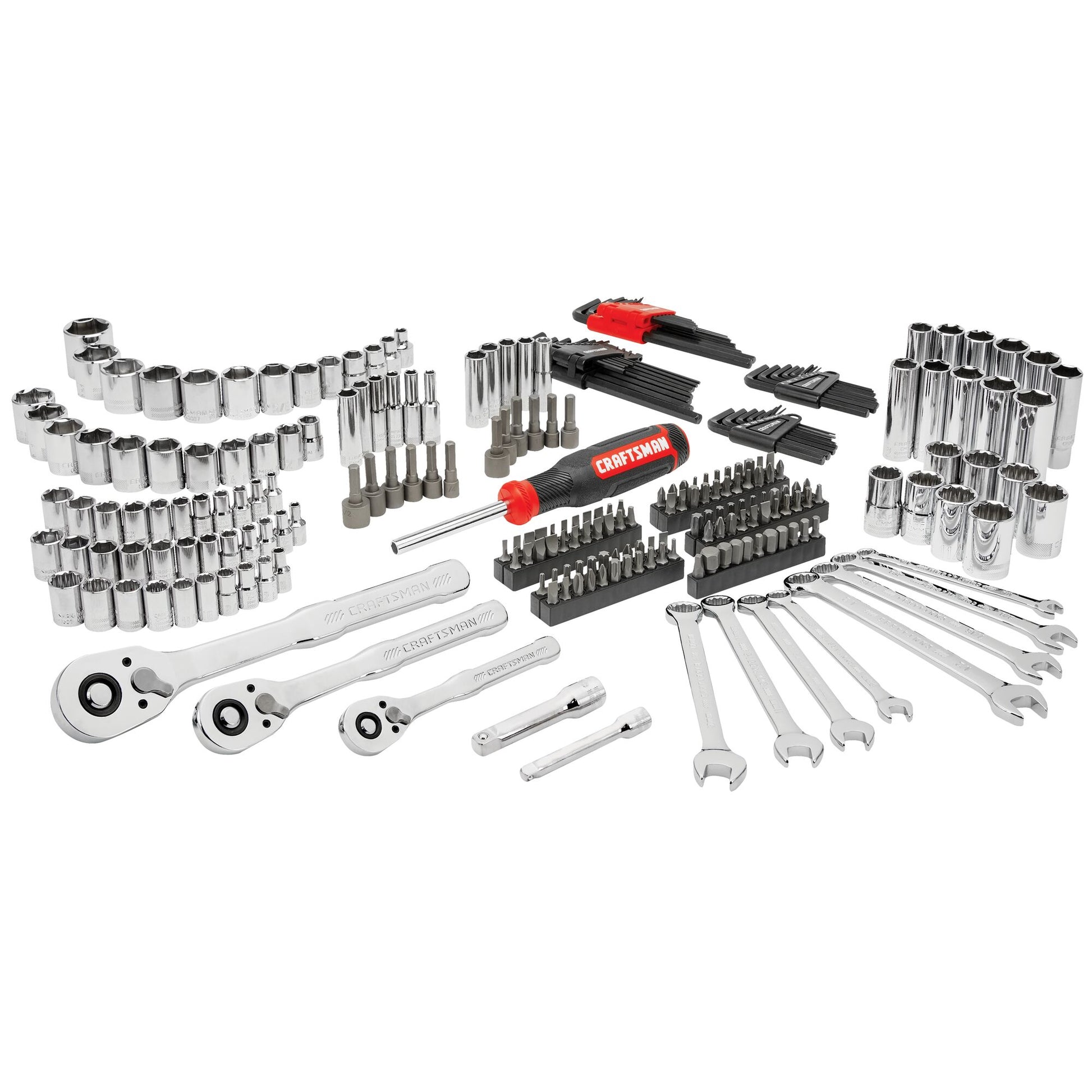 CRAFTSMAN 256-Piece Standard (SAE) and Metric Polished Chrome Mechanics Tool Set with Hard Case CMMT45256