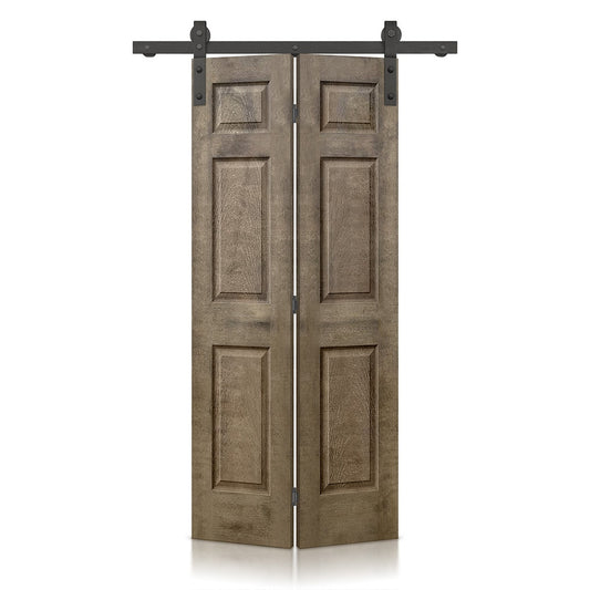 CALHOME 36-in x 80-in Vintage Brown MDF Hollow core Single Barn Door (Hardware Included)