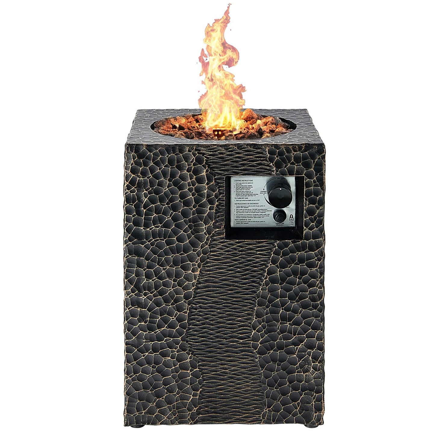 BABOOM Outdoor Propane Fire Pit 16-in W Black Portable Steel Square Tabletop Liquid propane Fire pit