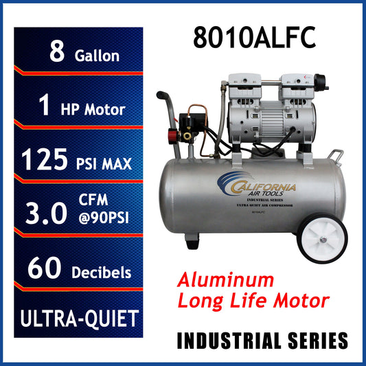 California Air Tools 8-Gallon Portable Electric 120 PSI Horizontal Air Compressor CAT-8010ALFC