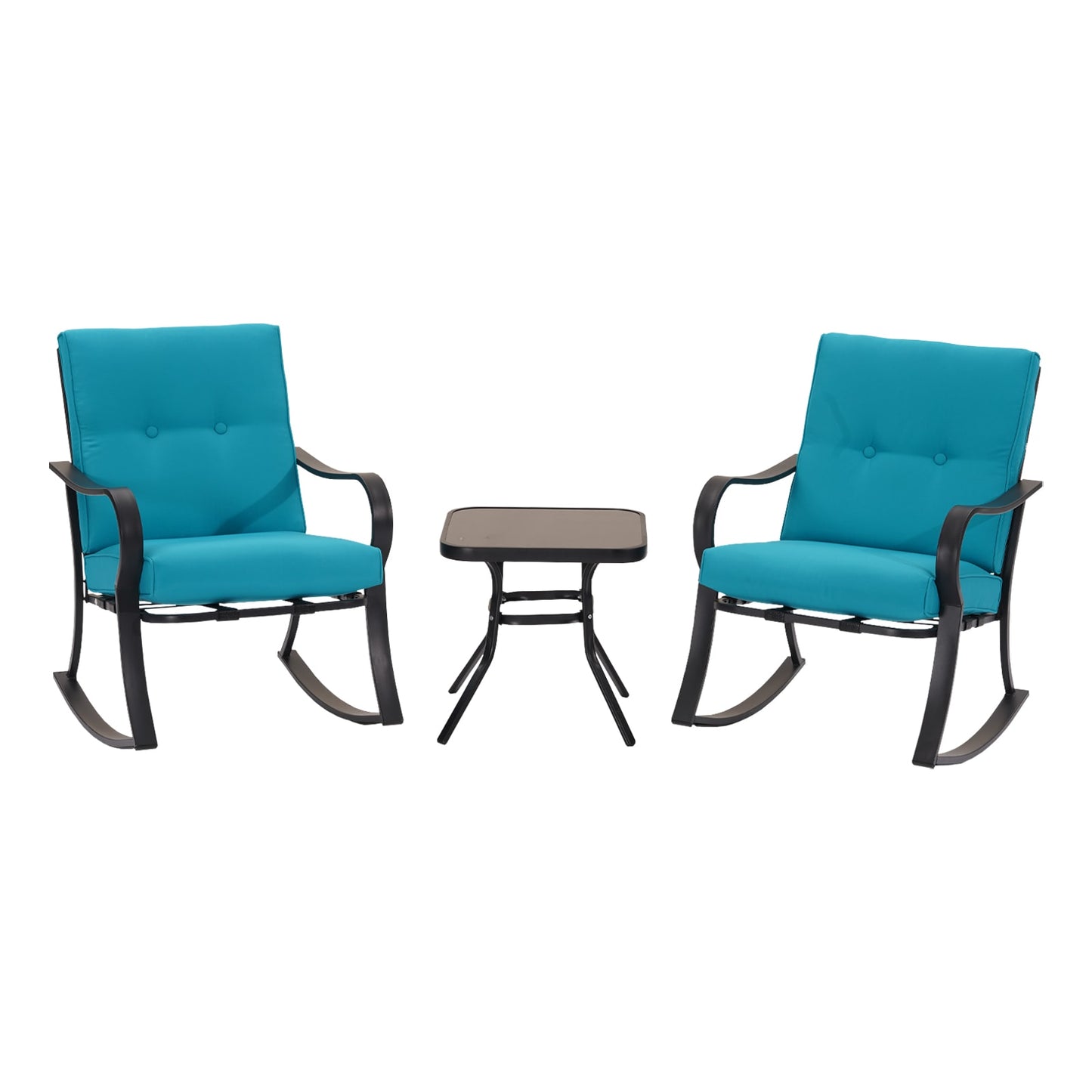 Maocao Hoom Set of 2 Lake blue Iron Frame Rocking Chair with Blue Solid Seat