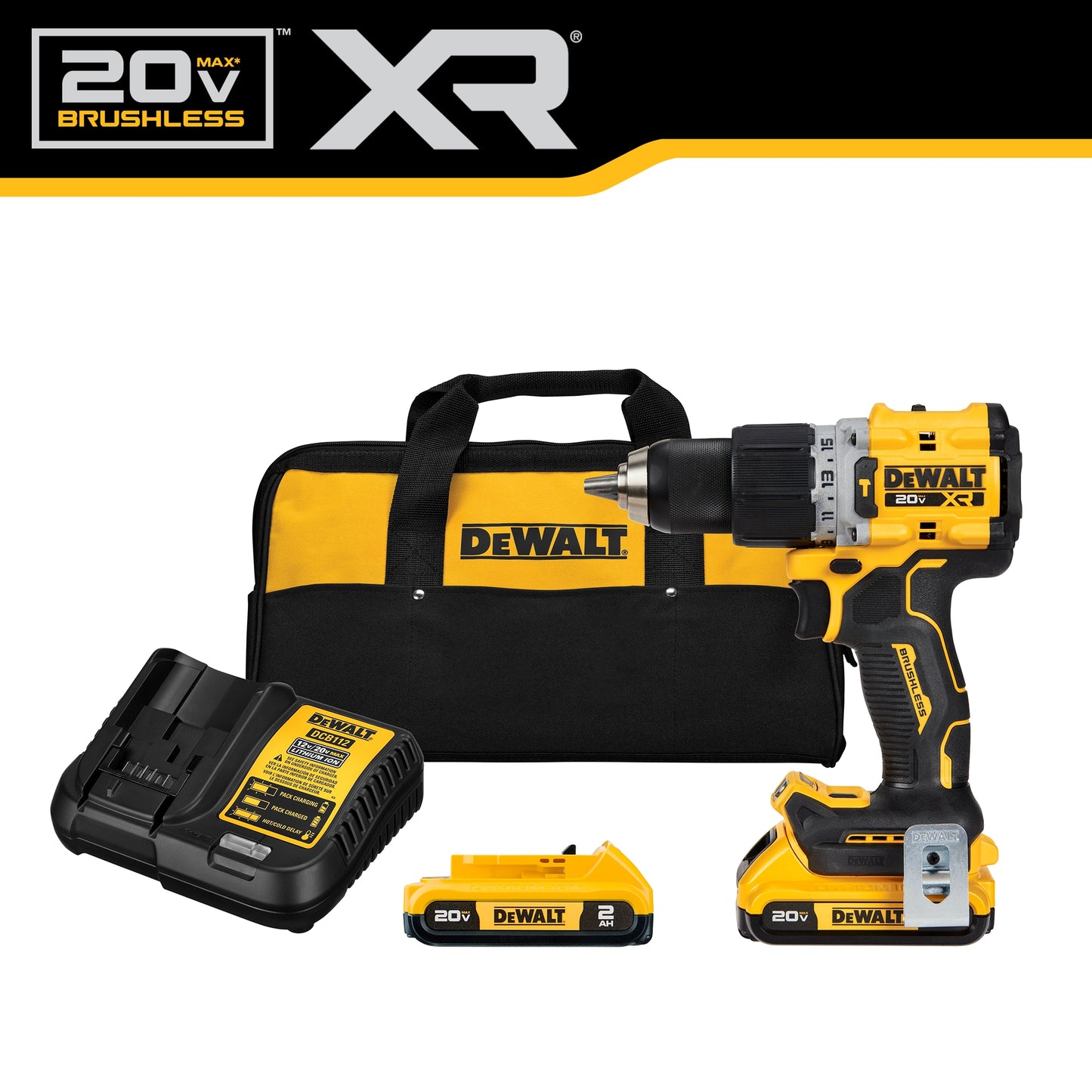 DEWALT XR 20-volt Max Brushless Hammer Drill (2-Batteries Included) DCD805D2