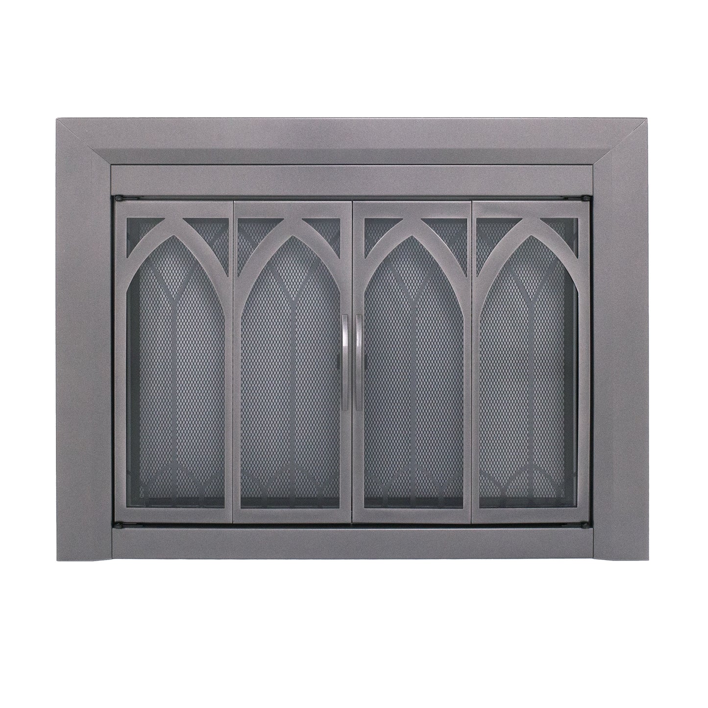 Pleasant Hearth Collin Gunmetal 30-in to 37-in W x 22-1/2-in to 29-1/2-in H (Small) Bifold Fireplace Doors with Tempered Smoke Glass