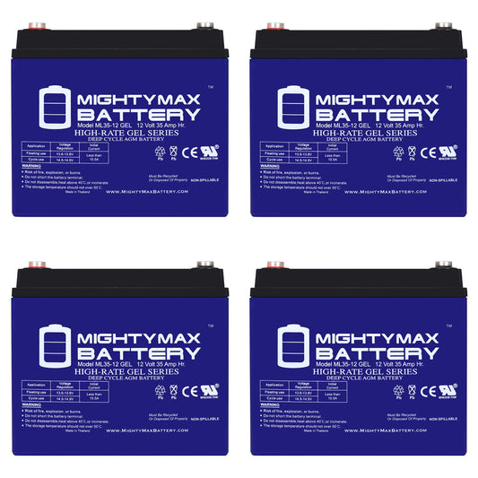 Mighty Max Battery 12V 35AH GEL for Universal 45976 UB12350 Rechargeable Sealed GEL 12350 Backup power Batteries 4 -Pack
