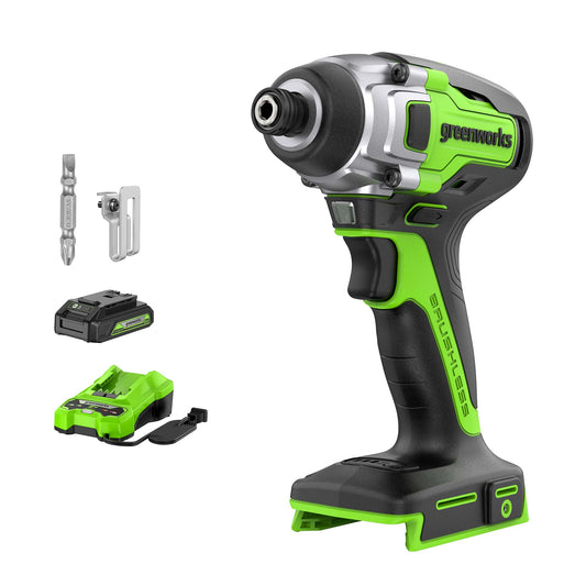 Greenworks 24-volt 1/4-in Brushless Cordless Impact Driver (1-Battery Included, Charger Included) 3807002