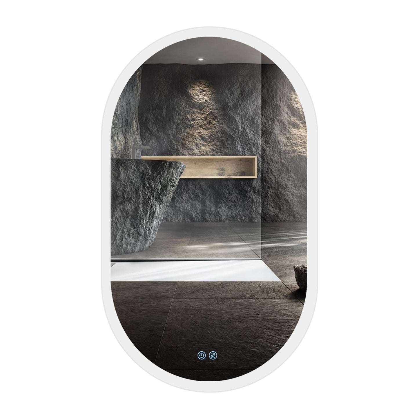 Forclover 40-in x 24-in Polished Frameless Octagon Dimmable LED Lighted Fog Free Bathroom Vanity Mirror ( Silver )