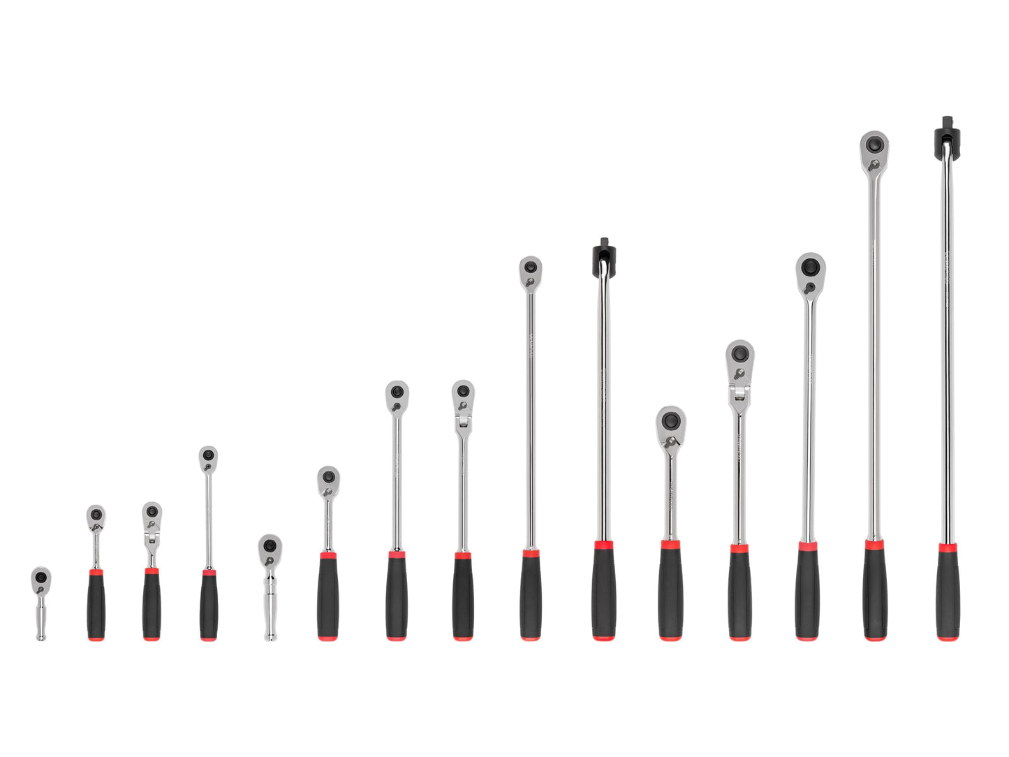 TEKTON 15-Piece 90-Tooth 1/2-in, 3/8-in, 1/4-in Drive Comfort Grip Handle Flexible Head Ratchet Set SDR99904