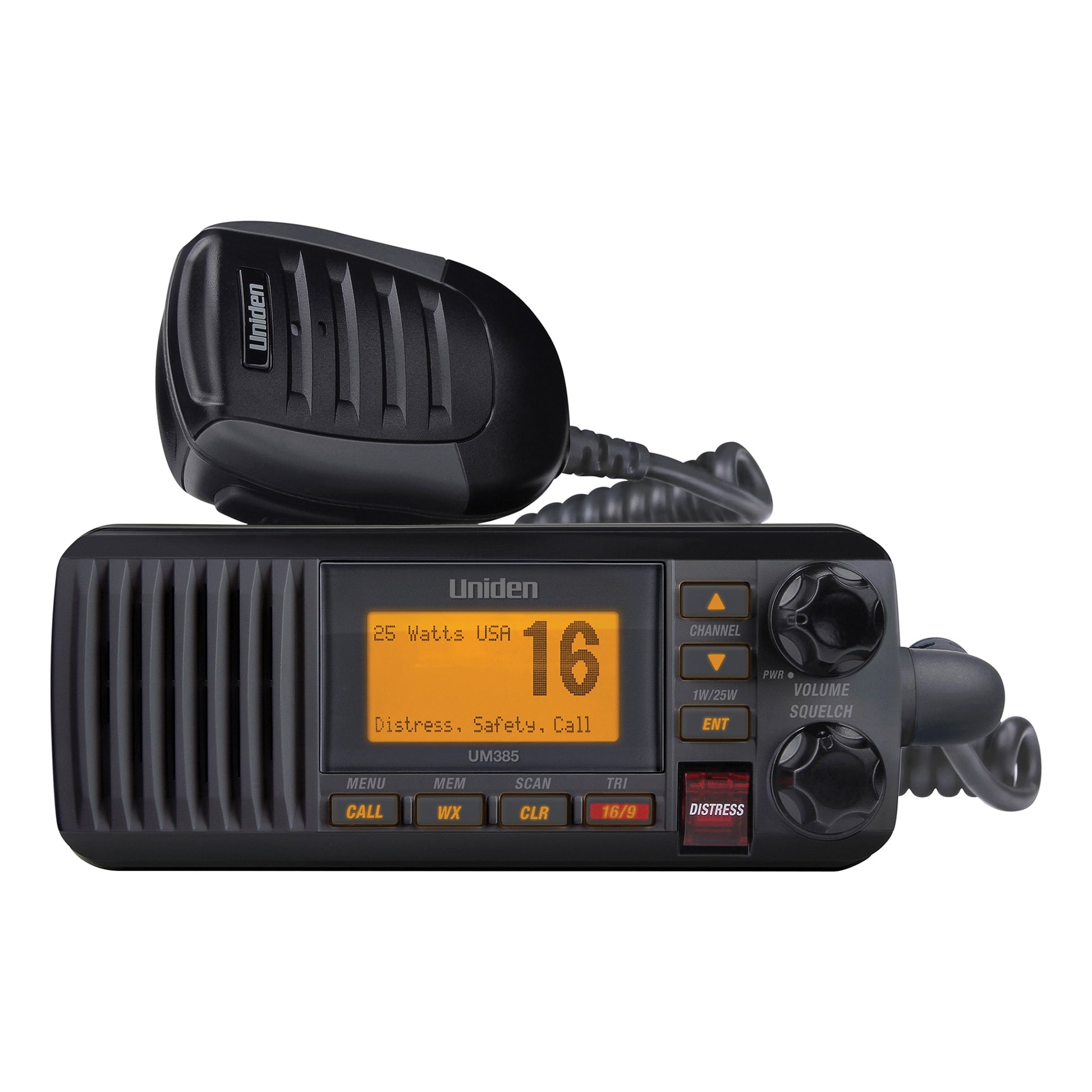 Uniden Uniden 25-Watt Fixed-Mount VHF Marine Radio with DSC, UM385 (Black) UNNUM385BK