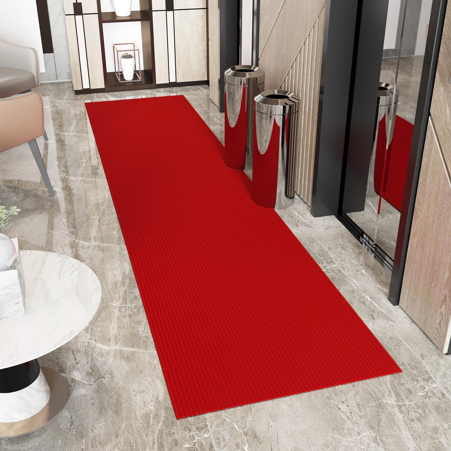 Ottomanson 3 ft 11 in x 49 ft Extra Long Hallway Runner 4 x 49 (ft) Loomed Red Rectangular Indoor/Outdoor Solid Industrial Pet Friendly Runner rug