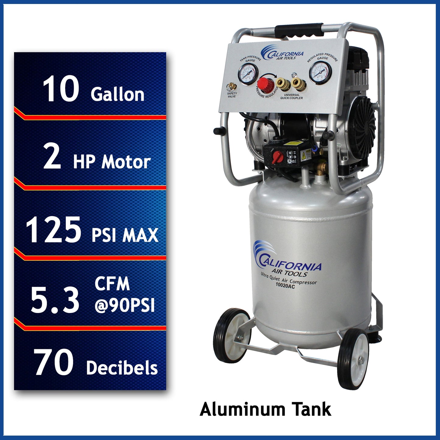 California Air Tools 10-Gallon Portable Electric 125 PSI Vertical Air Compressor 10020AC