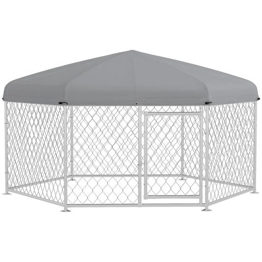Siavonce Large (41 - 65 lbs.) Composite Dog/Cat Kennel roof Indoor/Outdoor ( 6.9-ft L x 6-ft W x 5-ft H )