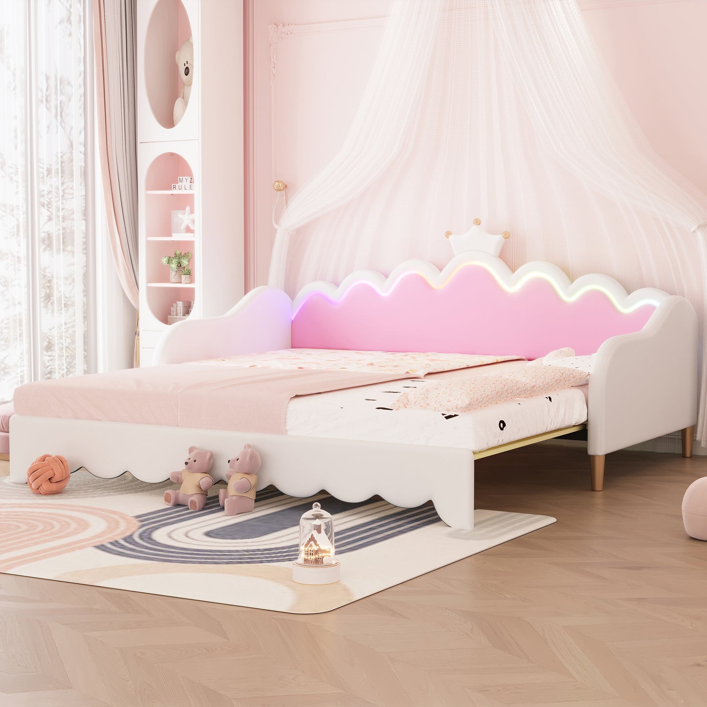 ModernLuxe Twin white Wood Platform Bed with Headboard