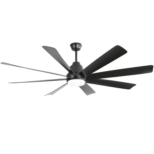 BABOOM 72-in Color-Changing Integrated LED Black with Black Blades Ceiling Fan With Light - Remote Included ( 8 -Blade )