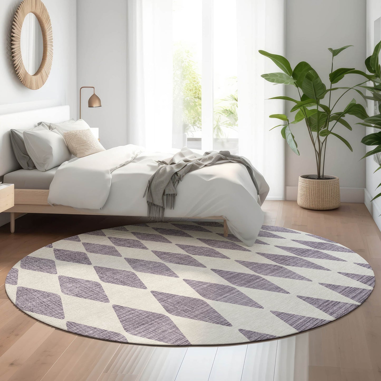 Addison Rugs Mayfield AMF578PP 8 x 8 (ft) Loomed Purple Round Indoor Geometric Machine washable Pet Friendly Area rug