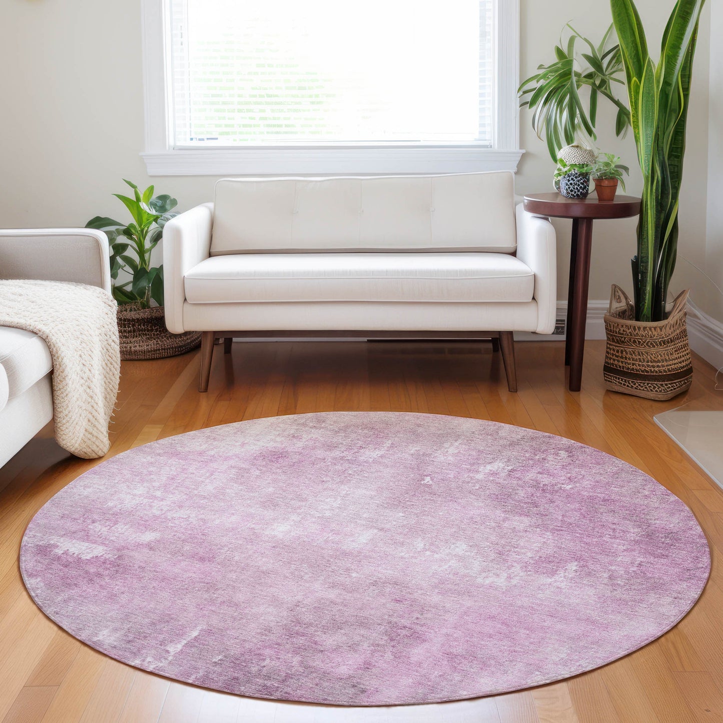 Addison Rugs Chantille ACN1852PI 8 x 8 (ft) Loomed Pink Round Indoor/Outdoor Geometric Machine washable Pet Friendly Area rug