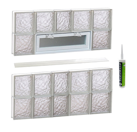 REDI2SET Ice Glass 36-3/4-in x 31-in Frameless Replacement Vented Glass Block Window