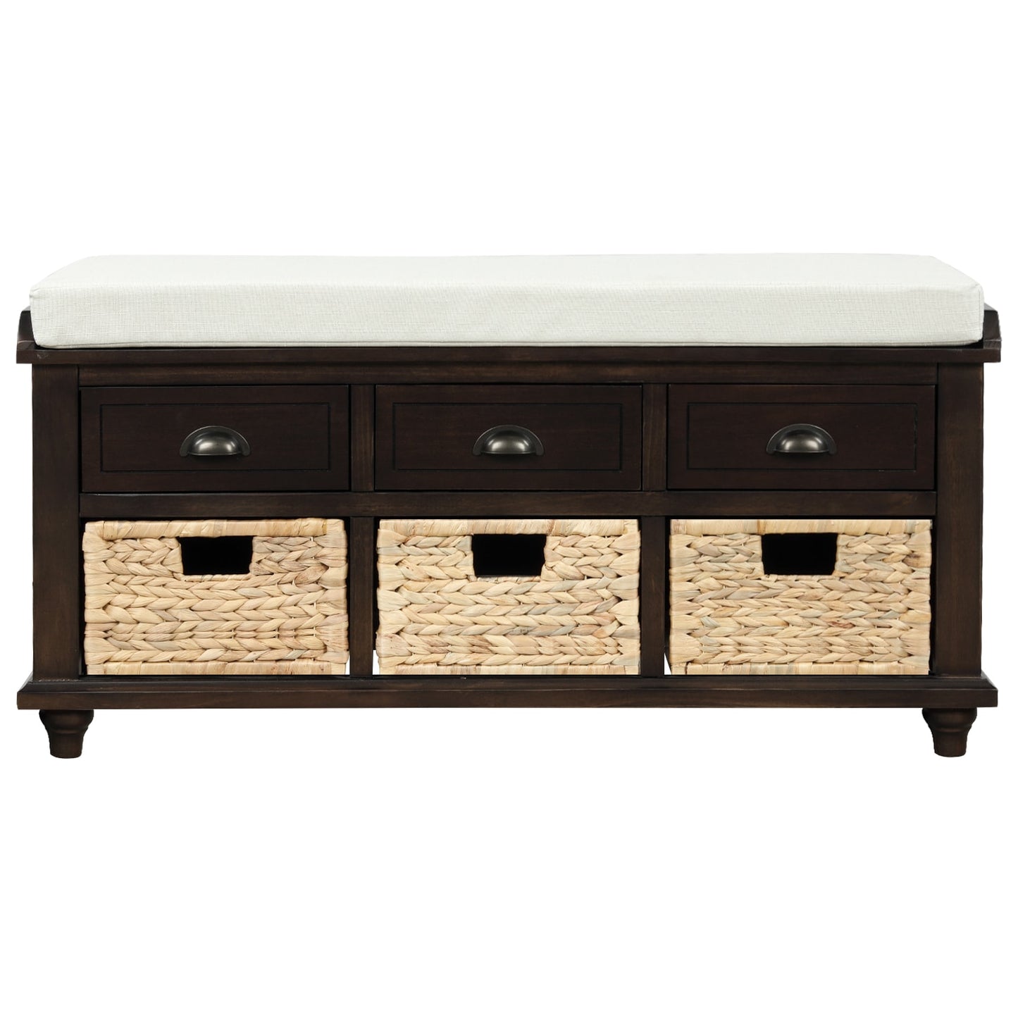 Qualler Modern Espresso Storage Bench with Storage 42.1-in x 15.4-in x 18.7-in