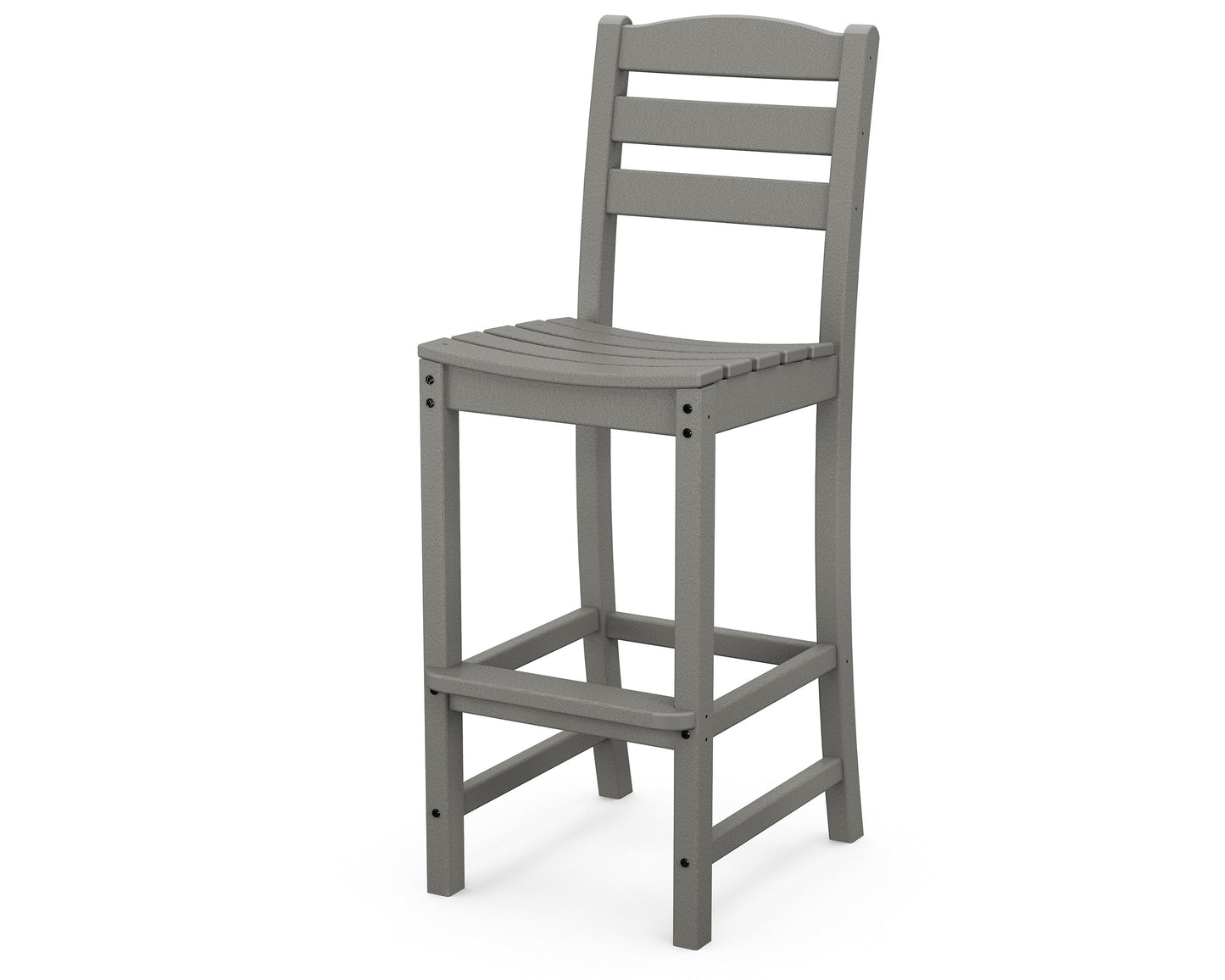 POLYWOOD La Casa Cafe Slate Grey HDPE Frame Stationary Bar Stool Chair with Slat Seat