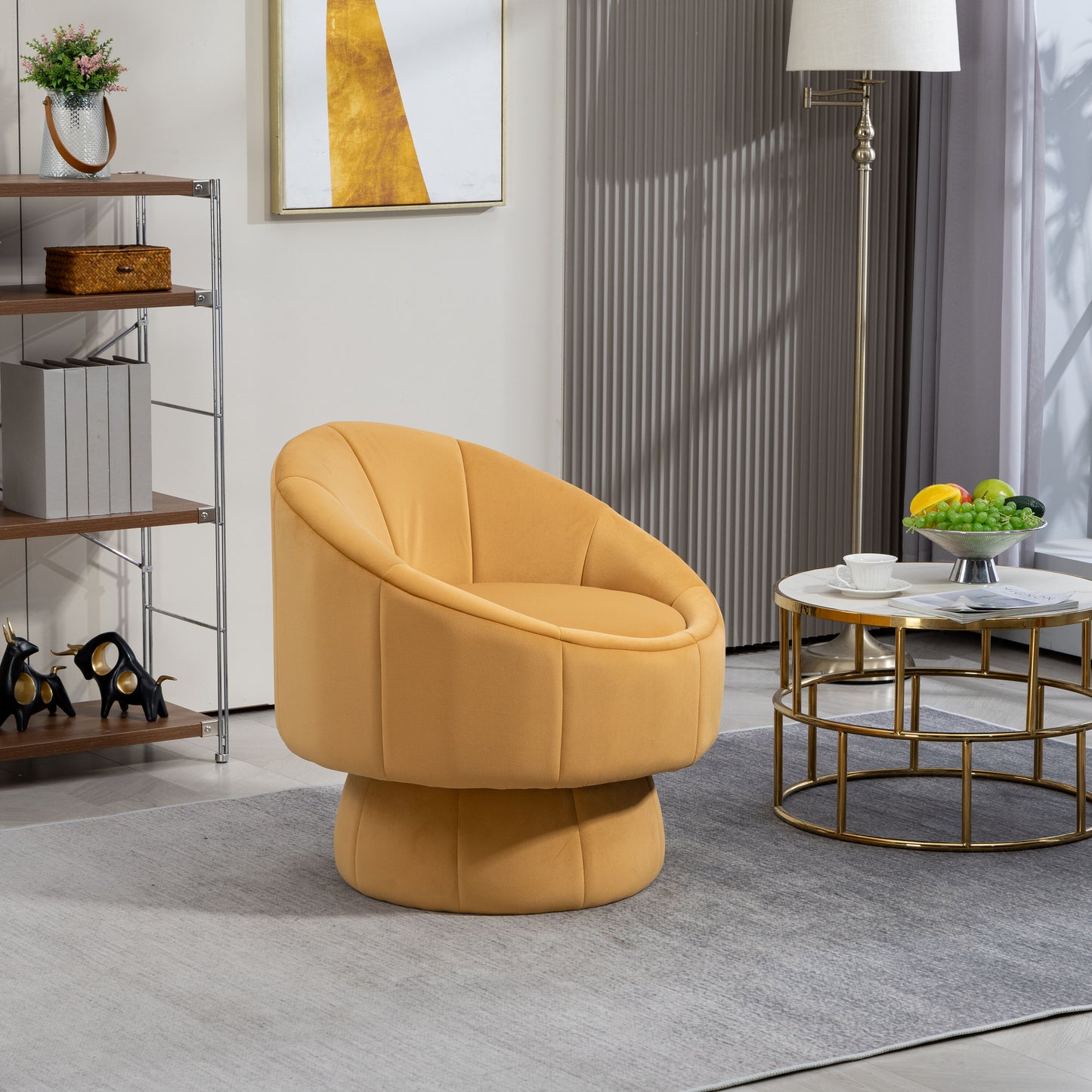 LOVMOR Mid Century Modern Accent Chair with Wood Frame Upholstered Chair For Living Room Chairs with Waist Cushion