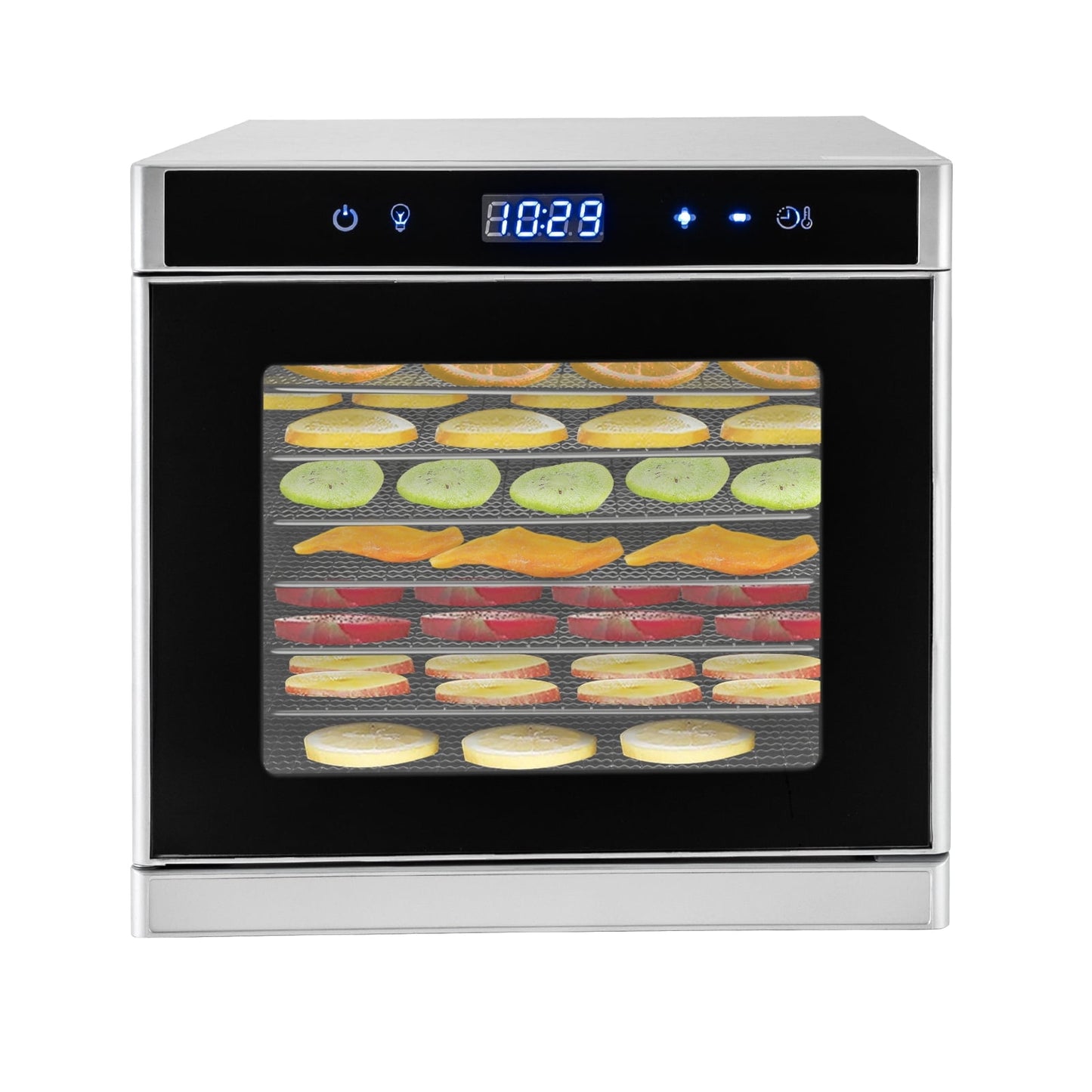 8 Trays Food Dehydrators Jerky Dryer for Vegetables Fruit & Meat,Stainless Steel Dryer Machine 13.3*17.7*12.5inch Black Silver
